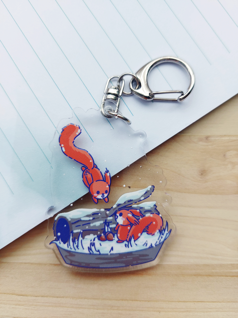 Porte-clé hiver écureuils