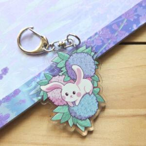 Porte-clé Lapin et les hortensias