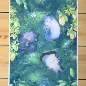 Print A4 Champi et les chats sous les citronniers