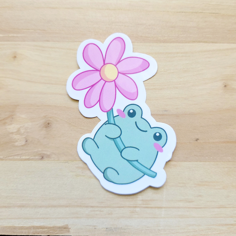 Sticker Grenouille flower power