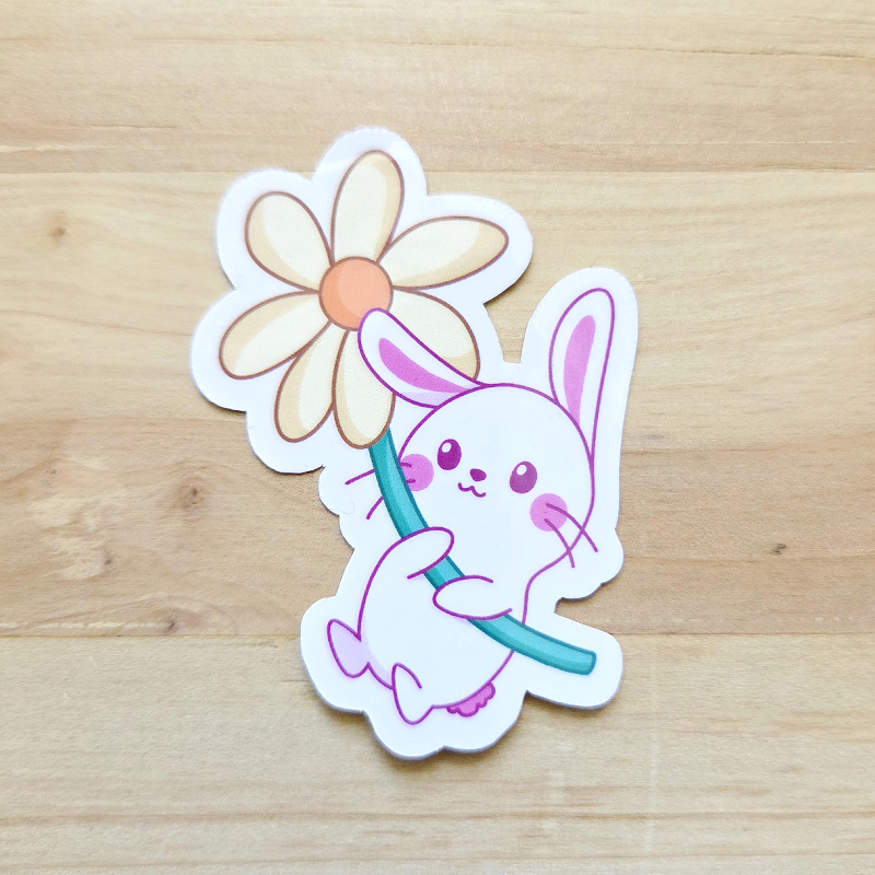 Sticker Lapin flower power