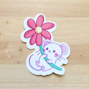 Sticker Souris flower power