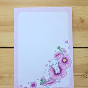 Bloc-notes A6 Chat rose trémière