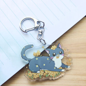 Porte-clé chat bouton d'or
