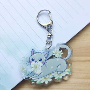 Porte-clé chat marguerite